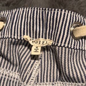 Striped Navy and White Drawstring Shorts